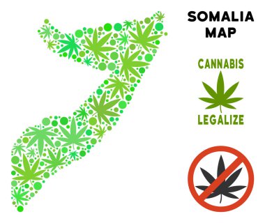 Telif ücretsiz esrar yaprakları mozaik Somali Haritası