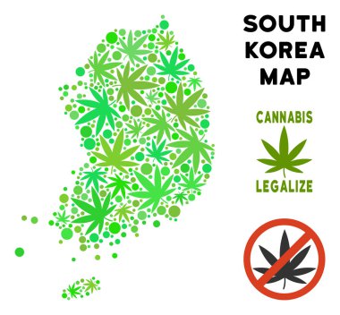 Telif ücretsiz kenevir yaprak kompozisyon Güney Kore Haritası
