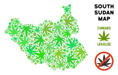 Telif ücretsiz esrar yaprakları mozaik Güney Sudan Haritası