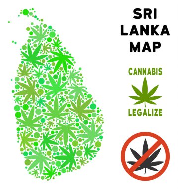 Telif ücretsiz esrar yaprakları stil Sri Lanka ada Haritası