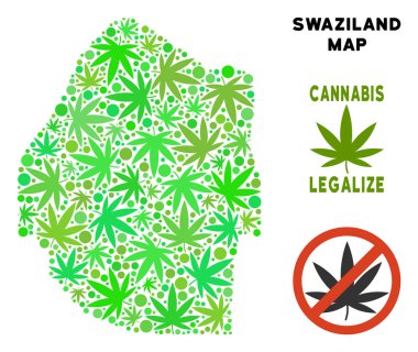 Telif ücretsiz esrar yaprakları kolaj Svaziland Haritası