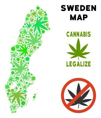 Telif ücretsiz esrar yaprakları stil İsveç harita