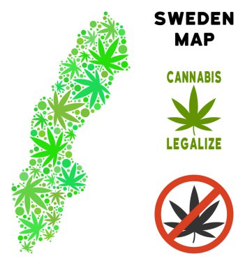 Telif ücretsiz esrar yaprakları stil İsveç harita