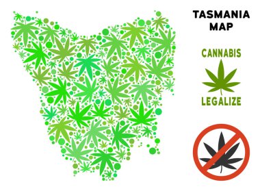 Telif ücretsiz esrar yaprakları stil Tasmania ada Haritası