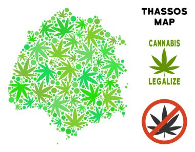 Telif ücretsiz esrar yaprakları stil Thassos Yunan Adası Haritası