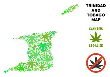 Telif ücretsiz kenevir yaprak mozaik Trinidad ve Tobago Haritası