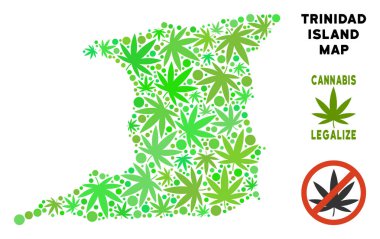 Telif ücretsiz esrar yaprakları stil Trinidad ada Haritası