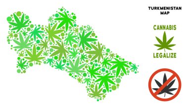 Telif ücretsiz kenevir yaprak kolaj Türkmenistan Haritası