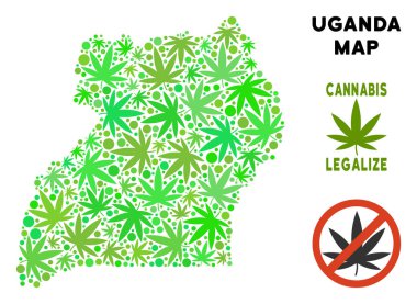 Telif ücretsiz kenevir yaprak kolaj Uganda Haritası