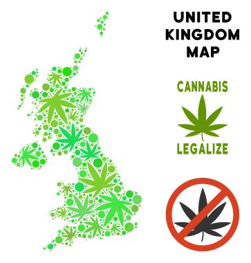 Telif ücretsiz esrar yaprakları kompozisyon İngiltere harita