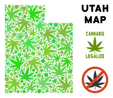 Telif ücretsiz esrar yaprakları mozaik Utah State harita