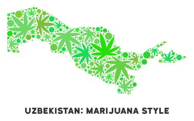 Telif ücretsiz kenevir yaprak tarzı Özbekistan Haritası