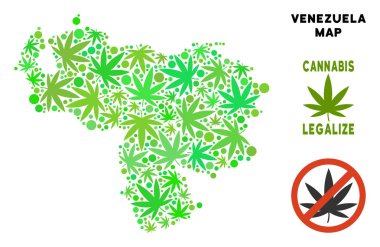 Telif ücretsiz kenevir yaprak mozaik Venezuela Haritası