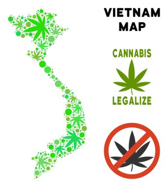 Telif ücretsiz esrar yaprakları mozaik Vietnam Haritası