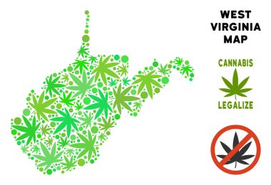 Telif ücretsiz esrar yaprakları kompozisyon West Virginia devlet harita