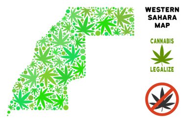 Telif ücretsiz esrar yaprakları kolaj Batı Sahra harita