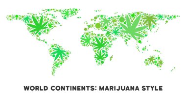 Telif ücretsiz kenevir yaprak mozaik dünya kıta Haritası