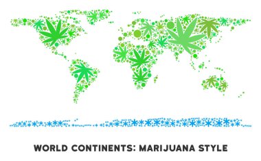 Telif ücretsiz esrar yaprakları kolaj dünya kıta Haritası