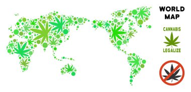 Telif ücretsiz esrar yaprakları mozaik Dünya Haritası