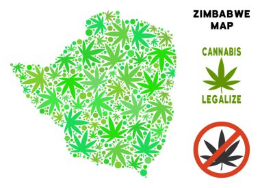 Telif ücretsiz kenevir yaprak mozaik Zimbabve Haritası