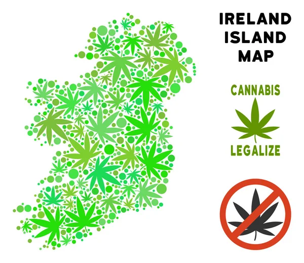 Telif ücretsiz esrar yaprakları kolaj İrlanda ada Haritası