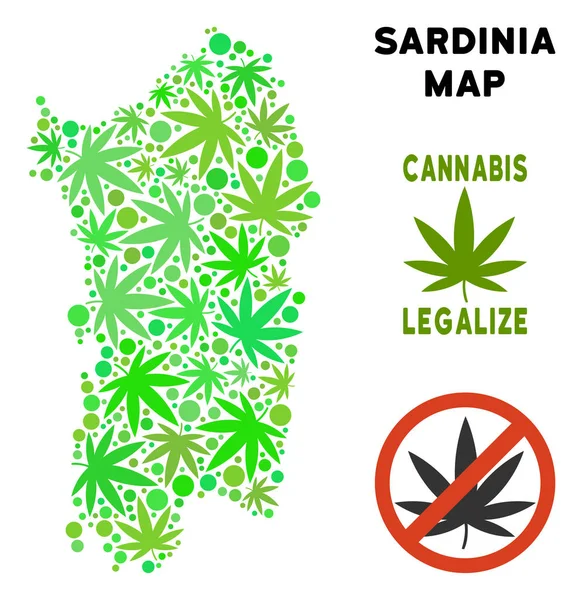 Telif ücretsiz esrar yaprakları stil İtalyan Sardunya Adası Haritası