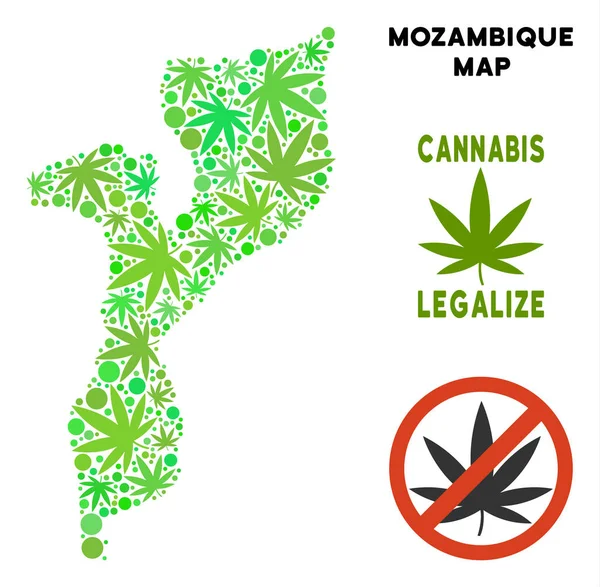 Telif ücretsiz esrar yaprakları kompozisyon Mozambik Haritası