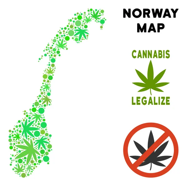 Telif ücretsiz esrar yaprakları kolaj Norveç Haritası