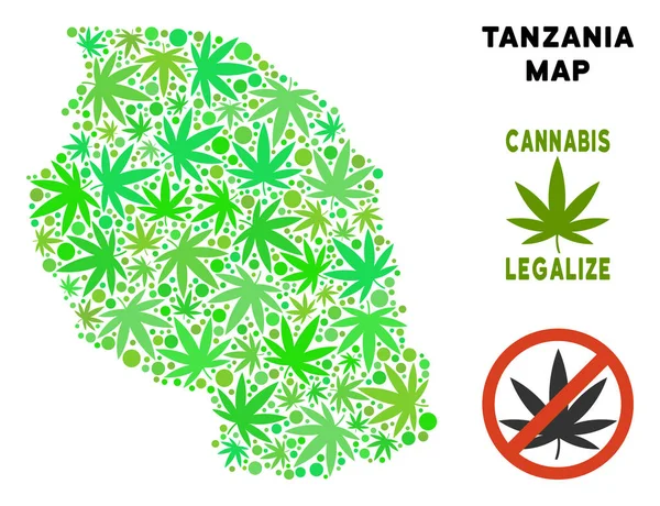 Telif ücretsiz esrar yaprakları kolaj Tanzanya Haritası