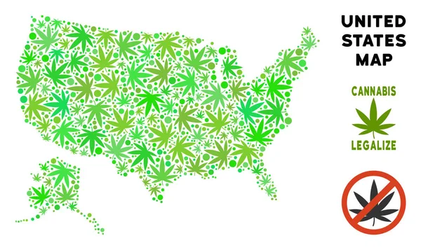 Telif ücretsiz kenevir yaprak mozaik Usa Alaska harita ile