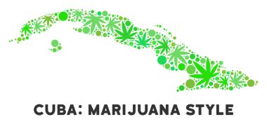 Telif ücretsiz esrar yaprakları kompozisyon Küba Haritası