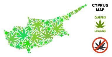 Telif ücretsiz esrar yaprakları kolaj Kıbrıs ada Haritası