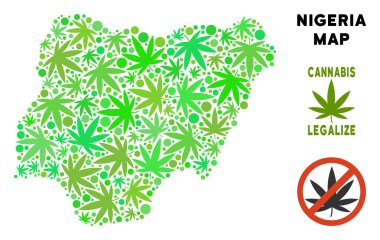 Telif ücretsiz esrar yaprakları kolaj Nijerya Haritası