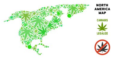 Telif ücretsiz esrar yaprakları mozaik Kuzey Amerika Haritası