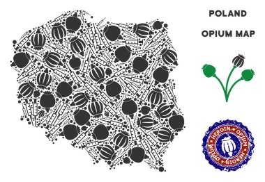 Afyon uyuşturucu Polonya harita kolaj