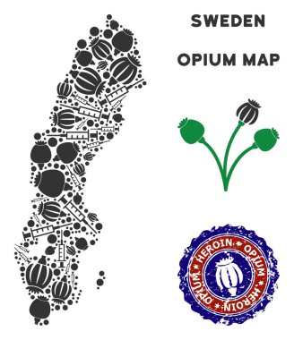 Afyon bağımlılığı İsveç harita mozaik