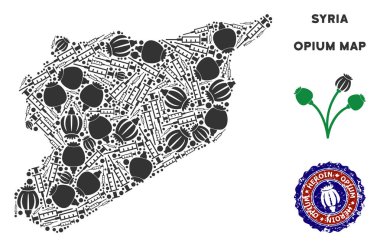 Afyon uyuşturucu Suriye harita mozaik