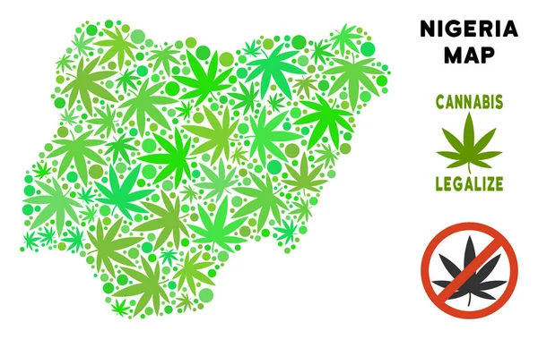 Telif ücretsiz esrar yaprakları kolaj Nijerya Haritası