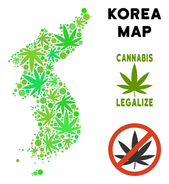 Telif ücretsiz kenevir yaprak tarzı Kuzey ve Güney Kore Haritası