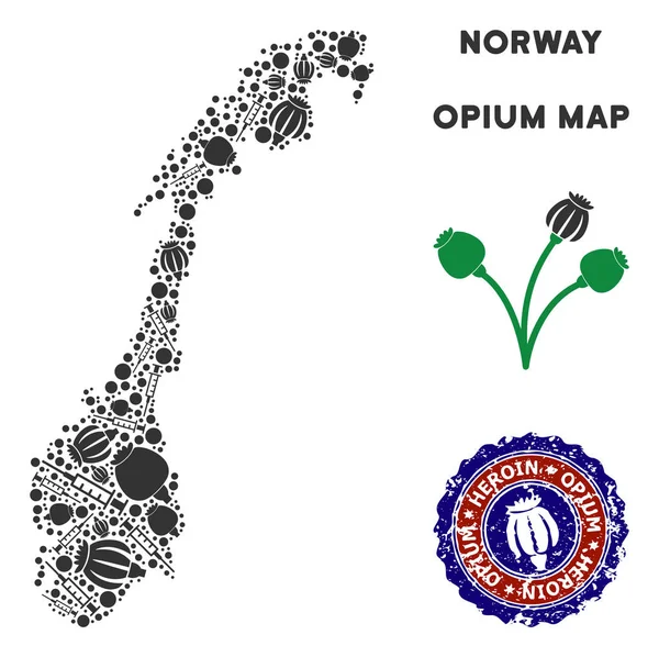 Afyon bağımlılığı Norveç harita mozaik