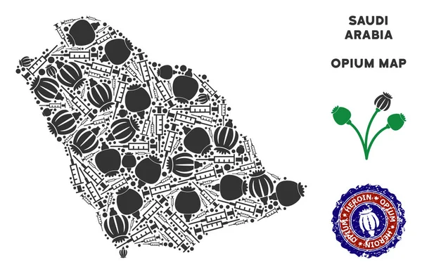 Afyon uyuşturucu Suudi Arabistan harita kompozisyon