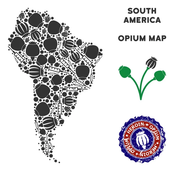 Afyon uyuşturucu Güney Amerika harita kompozisyon
