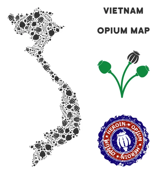 Afyon bağımlılığı Vietnam harita kolaj