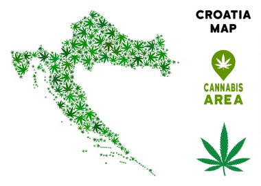 Vektör esrar mozaik Hırvatistan haritası