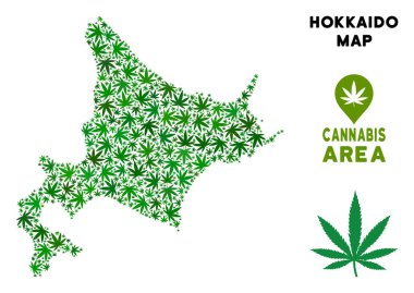 Vektör esrar mozaik Hokkaido Adası Haritası