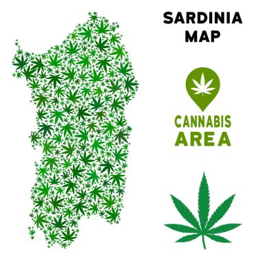 Vektör esrar kompozisyon İtalyan Sardunya Adası Haritası