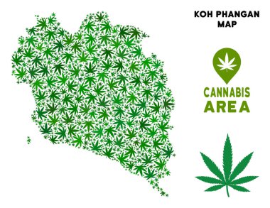 Vektör esrar kompozisyon Koh Samui Tayland ada Haritası