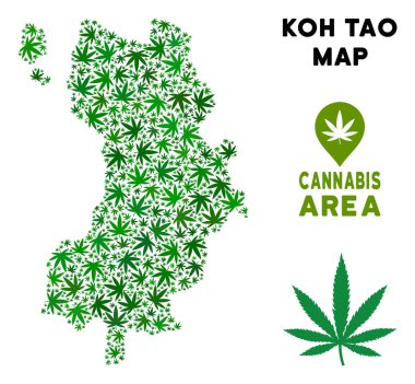 Vektör esrar mozaik Koh Tao Tayland ada Haritası