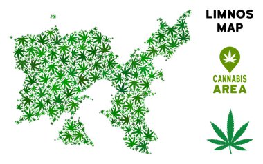 Vektör esrar mozaik Limnos Yunan Adası Haritası