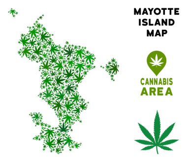 Vektör esrar kompozisyon Mayotte Adası Haritası